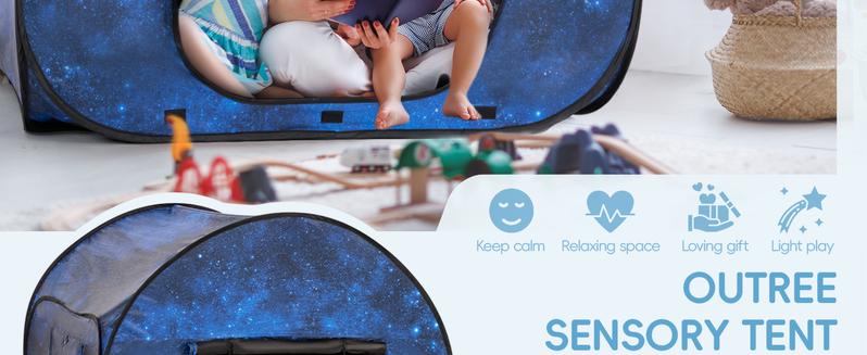 (Summer Turn-Up)OUTREE Sensory Tent 47 * 47 * 47 in, Sensory Tent for Kids with Autism, Pop-up Play Tent, Summer Turn Up & Father's Day Deal