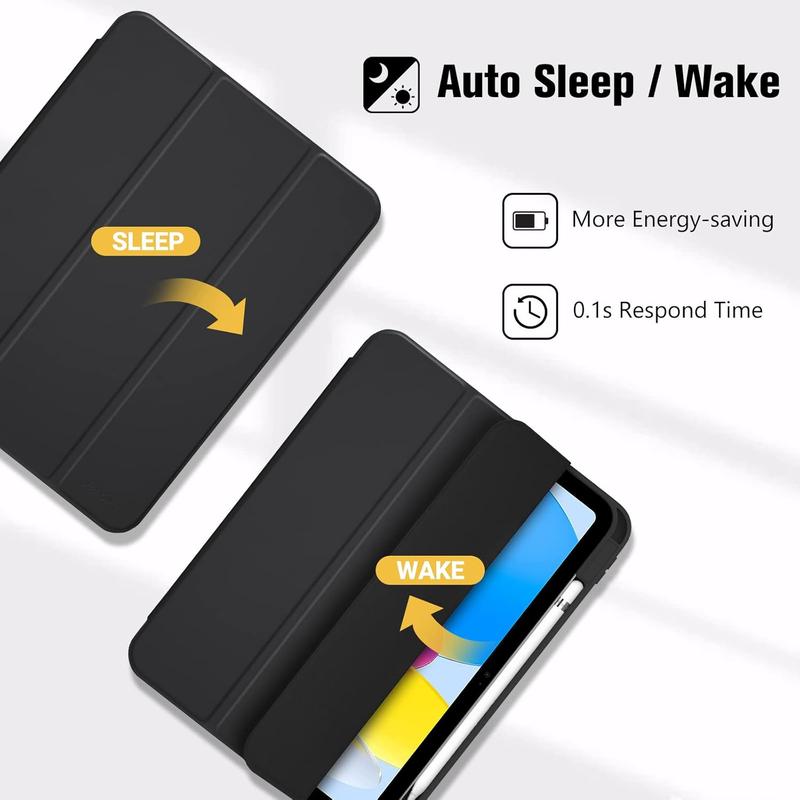 Case for iPad (A16) 11th Generation 11 Inch 2025/ iPad 10th Generation 10.9 Inch 2022 Case with Pencil Holder, Hybrid Cover with Soft TPU Back, Supports Touch ID, Auto Wake/Sleep -Black