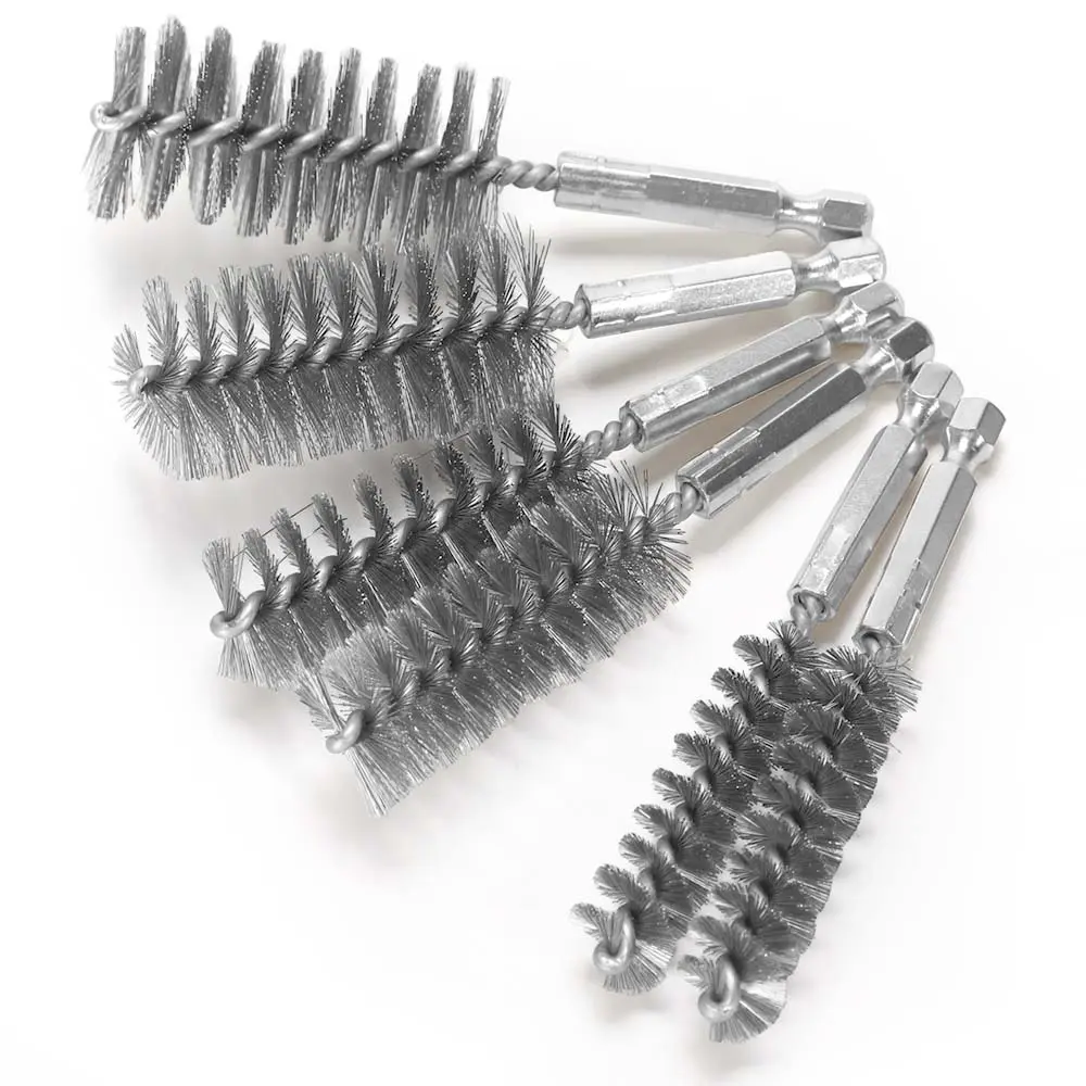 6Pcs Wire Brush Drill Bore Cleaning Brushes Set,with 1/4 Inch Hex Shank Stainless Steel Wire Twisted Brush for Rust, Cleaning Tubes (1/2” 3/4” 1”) ﻿ - Home Improvement.