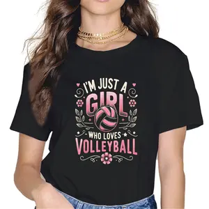 100% Cotton Unisex Volleyball Shirt For s Women Girl Who Loves Volleyball T-Shirt Graphic Casual Round Neck Tee