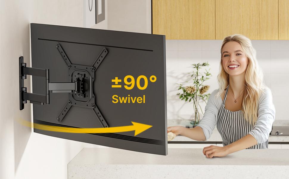 monTEK Adjustable Full Motion TV Wall Mount - 13-120 in Flat & Curved TVs, Living Room Modern Articulated Arm Bracket, Max VESA 900x600mm, 265 lbs Max Load, Easy Install, Swivel-Tilt