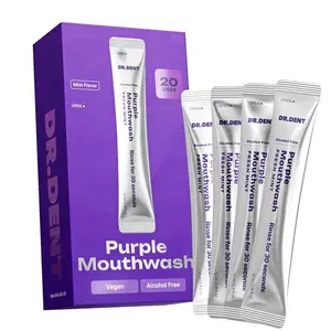 DR.DENT Purple Mouthwash - Sachets 20 Pack - Peroxide-Free - Alcohol Free - Vegan Mint