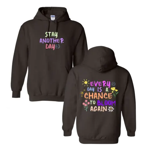Stay Another Day Women's Relaxed-Fit Light Cotton-Polyester Fleece Floral Print Hoodie Sweatshirt - Soft Pullover Top for Comfy OOTD, Casual Wear