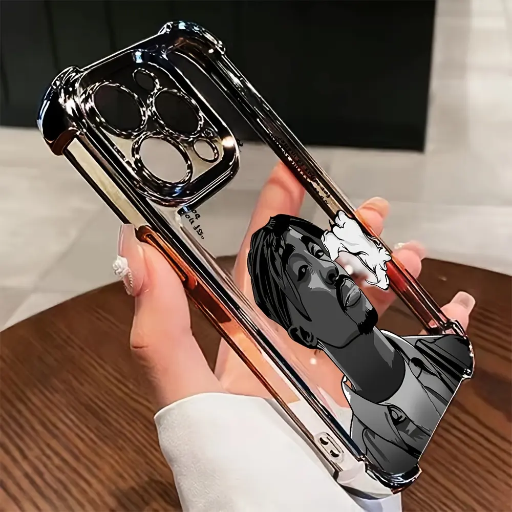 2PAC TUPAC Rapper Smartphone Case - Transparent Soft Casing for iPhone 16,15,14,13,12,11 Pro Max,X,XR,XS Max,8,7 Plus - Anti-Fall Protection for Handheld Cellphone Devices, Accessories