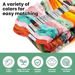50 Colors Embroidery Thread (1 Set), Rainbow Color Friendship Bracelet Thread, DIY Cross Stitch Supplies for Handmade Cross Stitch Weaving