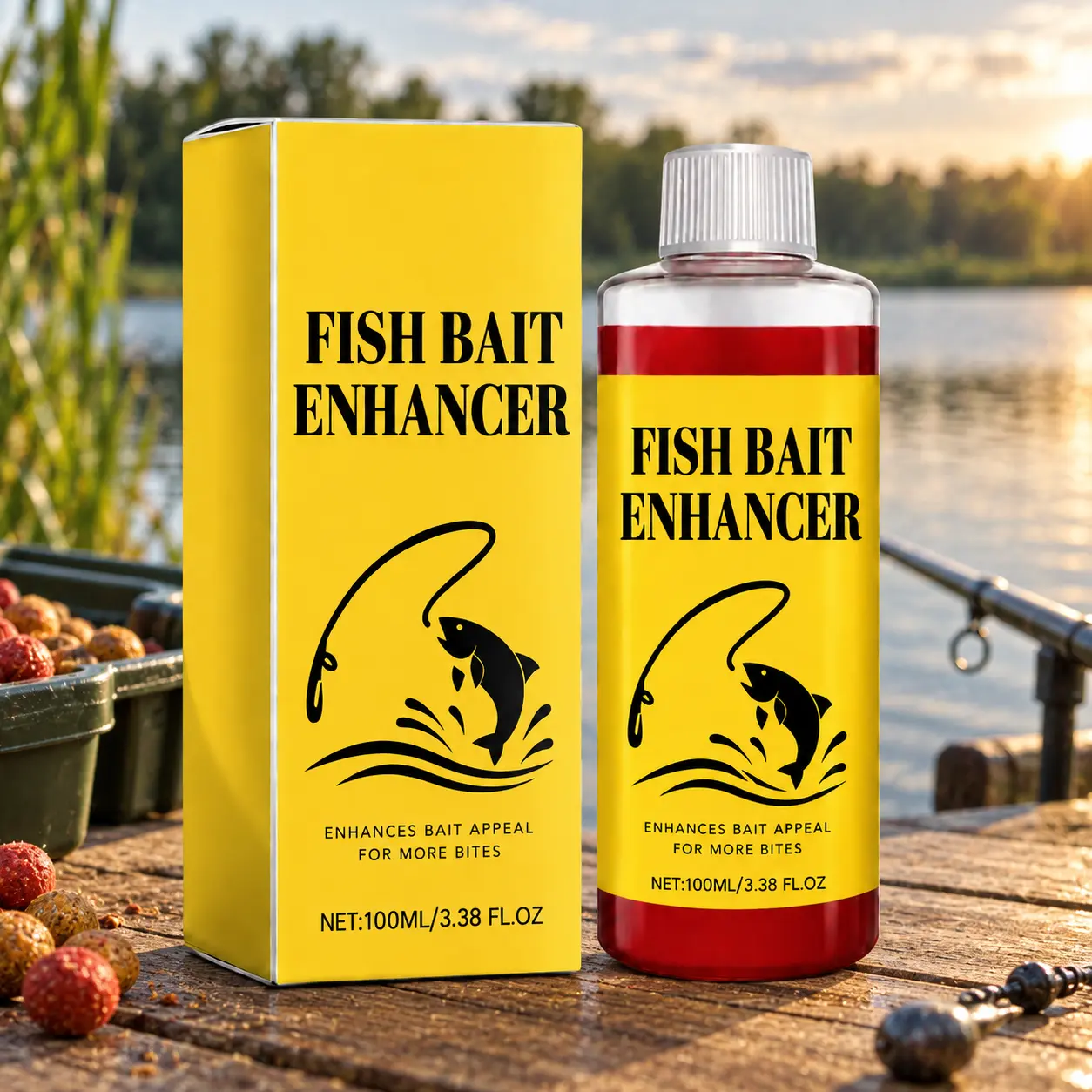Liquid Fish Bait Enhancer, Red Worm Bait Additive with Modified Corn Starch & Glucose, Easy-Mix Fishing Formula for Bait Preparation, 100ml