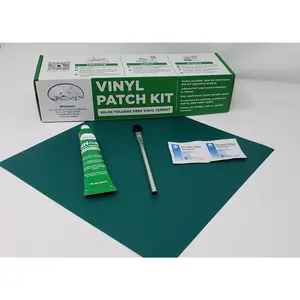 Vinyl Patch Kit with 10" x 10" Reinforced Flexible PVC, 1 oz. Tube of HH-66 TF Vinyl Cement, Applicator Brush,  Wipes (Green, Midweight PVC (14 oz.))