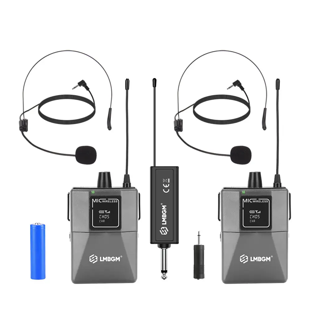 LMBGM Professional Wireless Belt Microphone System, Supports USB Charging, Ideal for Stage Performances & Meetings