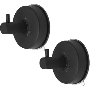 Suction Cup Hooks for Shower 2 count Removable, Stainless Steel 304, for  Household Walls Shower Hooks Suction Cup Towel Hooks for Bathrooms Door Hanger Hook Wall Hook (Black)