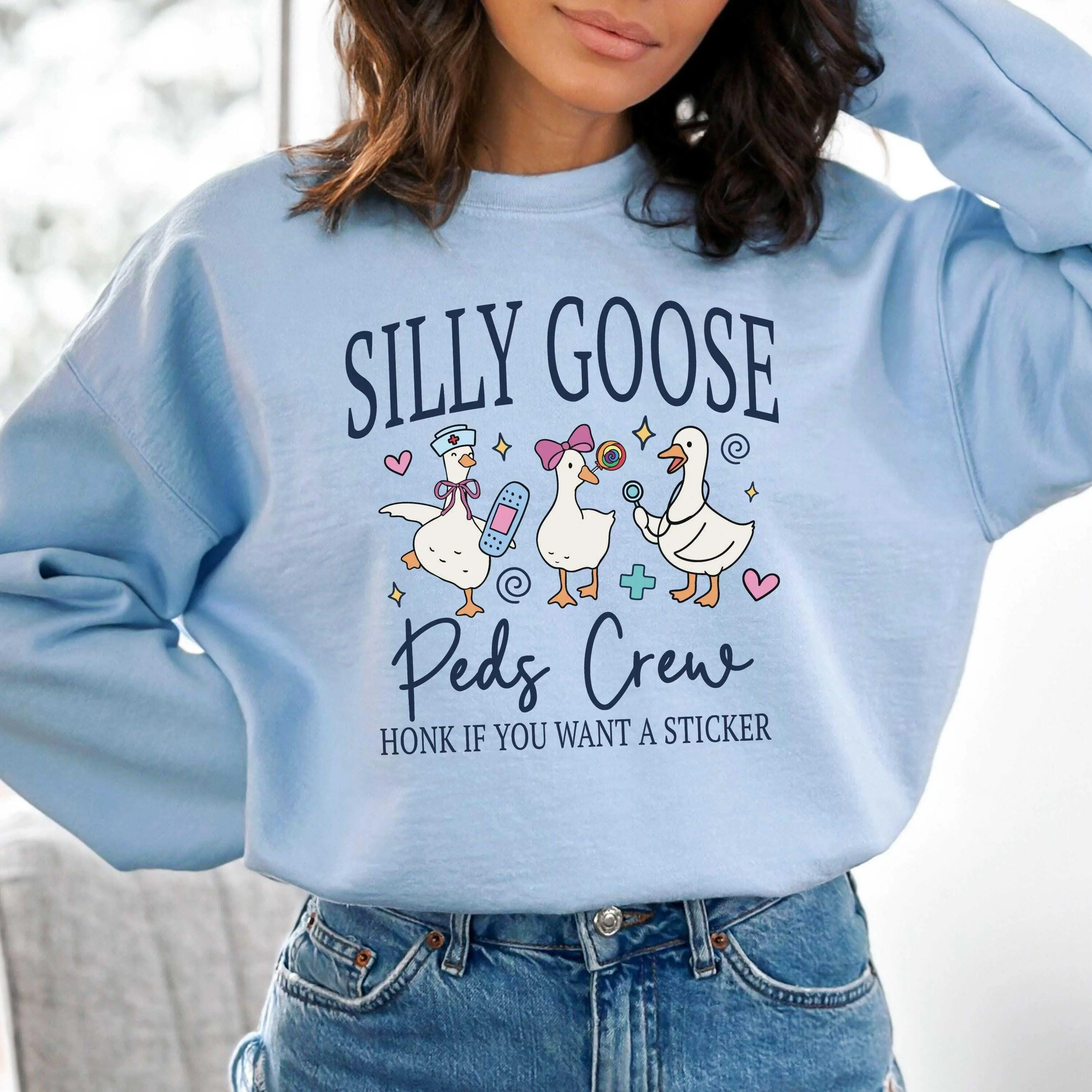 Pediatric Nurse Sweatshirt, Silly Goose Nurse Pediatrics Sweatshirt, Peds Sweatshirt, Pediatric Emergency Nurse Crewneck
