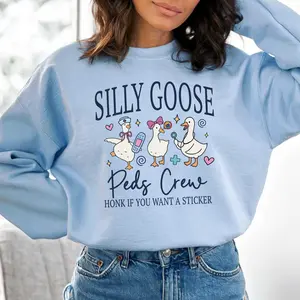 Pediatric Nurse Sweatshirt, Silly Goose Nurse Pediatrics Sweatshirt, Peds Sweatshirt, Pediatric Emergency Nurse Crewneck