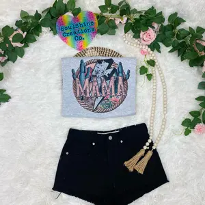 Western Mama Tee Shirt - Unisex Vintage Summer Top with Graphic T-shirt, sublimation Printed