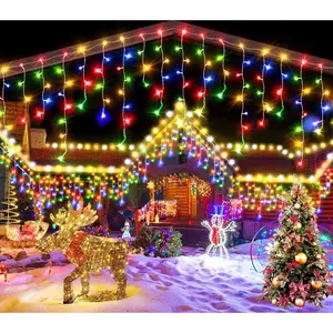 1pack LED Christmas Curtain Ornaments Lights LED Icicle String Holiday Lights USB 8 Modes Timer Twinkle Lights For Christmas Wedding Window Party Yard Holiday Decorations Valentine's Day Gifts