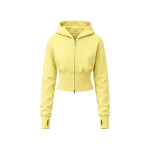 FDR Women’s Buttercream Cropped Zip-Up Hoodie & Sweatpants Set, Soft Casual Two-Piece Outfit with Hooded Jacket, Y2K Minimalist Streetwear Style for Daily Wear, Baggy Pnat Lounge and Active Looks