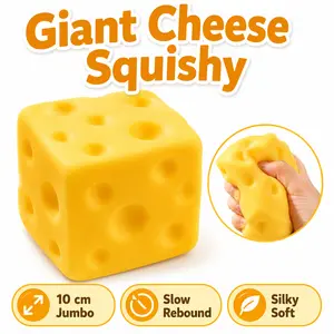 Jumbo Cheese Squishy Toy 10cm, Soft Sensory Fidget Desk Toy, Silky Satisfying Squeeze, Cute Novelty Stress Relief Gift for Kids Teens Adults, Toys & Hobbies
