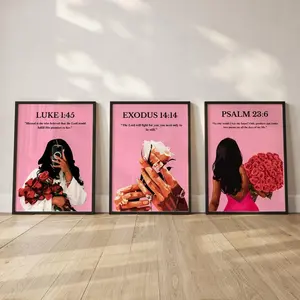 ( Select style ) Pink Bible Verse Print; Christian Black Girl Wall Art