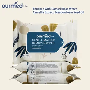 Ourmed Life Makeup Remover Wipes, Alcohol-Free Facial Cleansing Wipes Remove Waterproof Mascara, Biodegradable Plant-Based Wipes with Hyaluronic Acid & Vitamin E, Gentle for Sensitive Skin, 30/60 Count