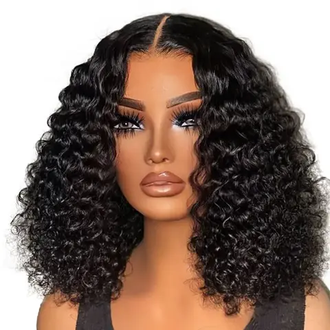 SUKI ORIGINAL Glueless Lace Short Bob Wigs Deep Wave Curly 200% Density Human Hair Pre Plucked Ready To Wear 7x5 Closure Preplucked Wig
