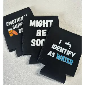 EMOTIONAL SUPPORT BEER, MIGHT BE SODA, I IDENTIFY AS WATER KOOZIES 3 PACK CAN COOLERS