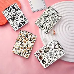 Gothic jack-o-lantern ghost owl pattern portable convenient folding rectangular mirror mini handheld makeup mirror suitable for daily holidays, birthdays, Valentine's Day, Mother's Day gifts for sisters, friends and family souvenirs
