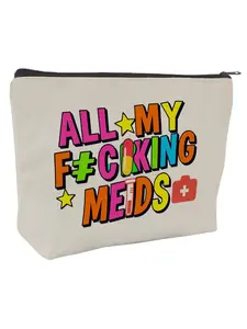 Funny Pill Organizer, Reusable Zippered Medicine Bag, Cartoon Pattern, Ideal for Travel Storage & Cosmetics, Perfect Gift for Women, Sisters, Daughters