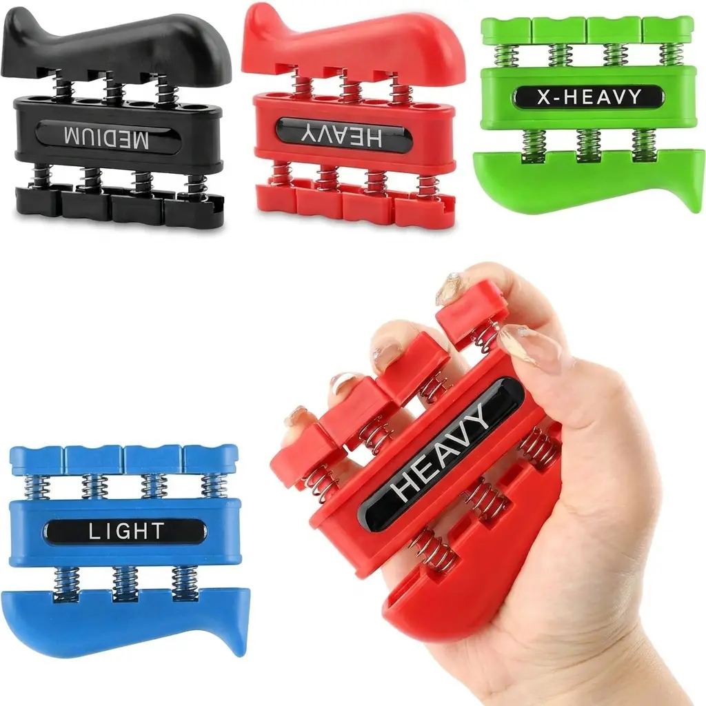 4-Pack Finger Strengthener - Adjustable Hand Grip Exerciser Set