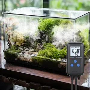 DIGITEN Humidity Controller Pre-Wired Digital Humidistat with Temperature Display, Dual-Stage Outlet Humidifier /Dehumidifier for Mushroom,Reptile, Greenhouse, Fan, Grow Tent