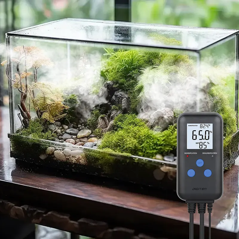 DIGITEN Humidity Controller Pre-Wired Digital Humidistat with Temperature Display, Dual-Stage Outlet Humidifier /Dehumidifier for Mushroom,Reptile, Greenhouse, Fan, Grow Tent