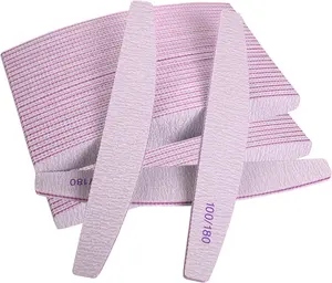 100Pcs 7inch Nail File Buffer Block Nail Files Double Sided 100/180 Grit for Acrylic and Natural Nails, fingernail Emery Board Buffing Blocks Manicure Set Nail Care kit Tool Halfmoon Arc - Home Improvement.