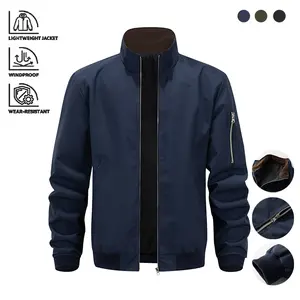 LIFE KEEPS MOVING men’s casual slim jacket, lightweight Bilen jacket, solid color minimalist design, suitable for spring/autumn fashion casual outerwear, long-sleeve menswear, stylish long-sleeve streetwear outdoor top