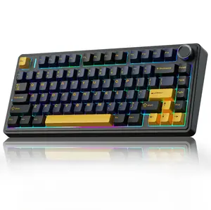 AULA F75 Keyboard Wireless Mechanical Gaming Keyboard with Knob Control,75 Percent Gasket Hot Swappable Custom Keyboard, RGB Rainbow Backlit,Tri-Mode 2.4GHz/Type-C/BT5.0 Creamy keyboards Budget keyboard,  Office Computer  TikTokShopfalldealsforyou