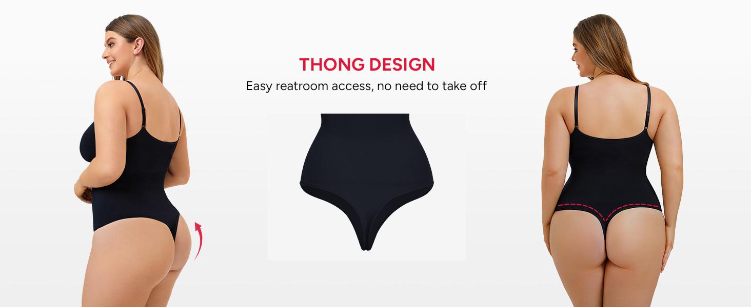 Nebility Women's V-Neck Thong Bodysuit - Sleeveless Faja Shapewear, Tummy Tuck Compression, Basic Minimalist Comfort (Black) Womenswear Vneck