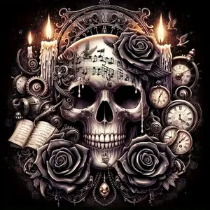 Multiple sizes available including square and round diamonds. This 5D DIY diamond painting set diamond art embroidery kit handmade furniture decor holiday birthday art personalized gift Handmade Gifts. Steampunk skull rose wall art