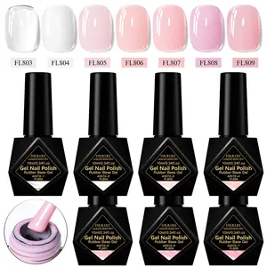 Pink Nude Rubber Base Gel Nail Polish Set, Gel Manicure, Liquid Polish 7 Colors 2in1 Base Gel & Color Gel Ploish, Soak Off Gel Varnish for Nail Extension and Protection, LED UV Lamp Curing, Gel Polish Light, Nail Art Essentials