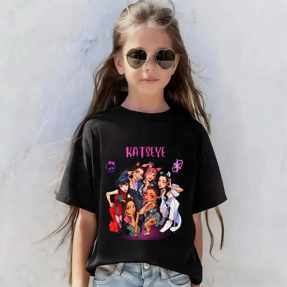 KATSEYE K-Pop Print Shirt for Women and Girls, 100% Cotton, Comfortable & Breathable Material, KATSEYE Girls' K-Pop Fan Gift, KATSEYE Short Sleeve Round Neck Casual Top for Girl