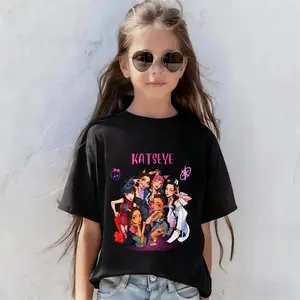 KATSEYE K-Pop Print Shirt for Women and Girls, 100% Cotton, Comfortable & Breathable Material, KATSEYE Girls' K-Pop Fan Gift, KATSEYE Short Sleeve Round Neck Casual Top for Girl