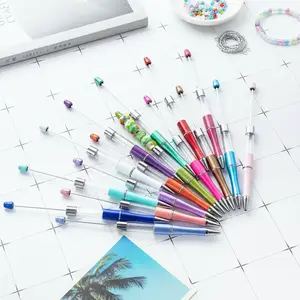 10pc Bead Ball Pen Set, 10 Colors Assorted Beaded Pens Plastic Empty Tubes Floating Beads DIY Jewelry Making Gift, Craft Supplies