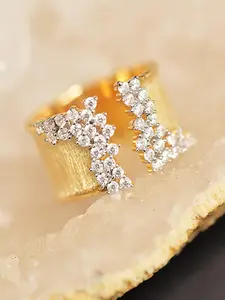 Rhinestone Cuff Ring, Fashionable Jewelry for Women for Party, Daily Clothing Decor, Trendy All-match & Exquisite Jewelry for Birthday Gift