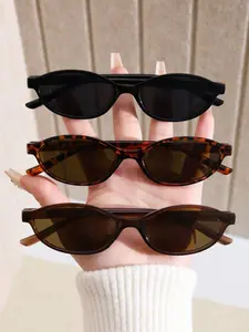 3 Pairs Fashionable Oval Frame Y2K Bohemian Style Casual Vintage Glasses, Perfect for Parties, Vacation, Holiday Gifts