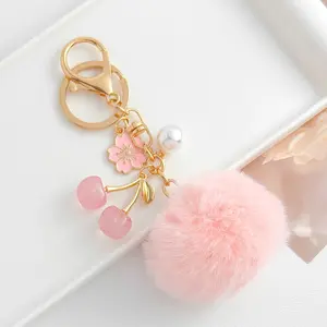 Cute Plush Ball Decoration with Elegant Dancing Girl Pendant, Fashion Keychain Accessory, Ideal Gift for Backpacks and Cars, Bag Charms