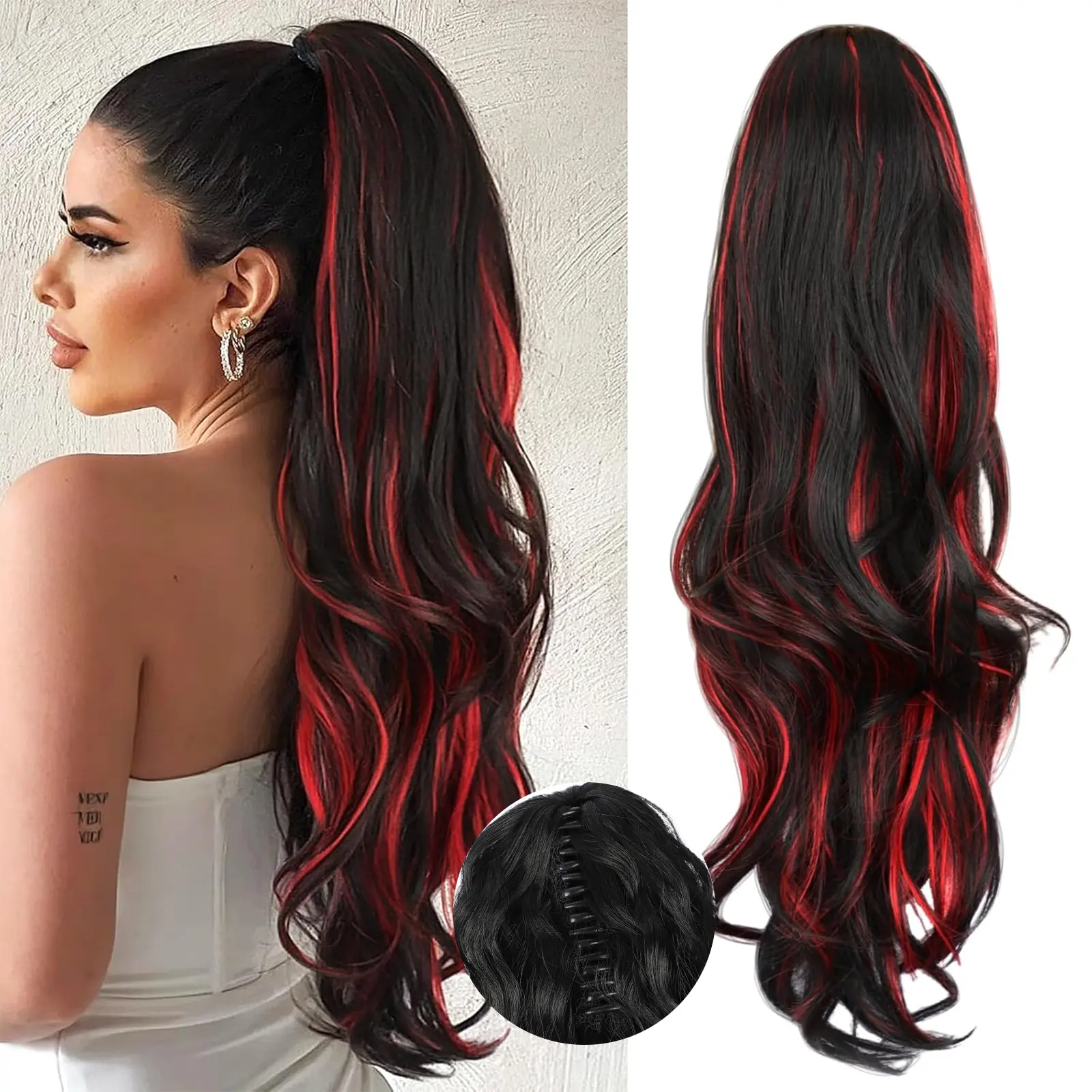 Black with Red Highlights-26inch