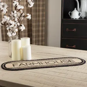 Farmstead Charcoal Farmhouse Braided Table Runners