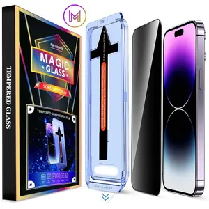 WEKOME 2 PCS/Set Magic Privacy Screen Protector-Dust-free Applicator (Reusable Esay Installation) Headset Covered, Fully Protection, Fingerprint-proof, Electroplated Layer, Tempered glass, best screenprotector for iPhone  X XS 11 12 13 14 15 Plus Pro Max