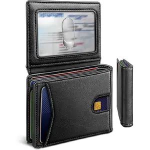 RFID Blocking Bifold Wallet for Men Leather Credit Card Holder Slim Business Card Case Secure Travel Wallet