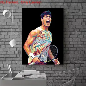 1 piece/set frameless canvas painting print poster, Sports activities art，Tennis Player Carlos Alcaraz Pop Art，a perfect gift for Tennis loves, ideal gift for bedroom, living room, dorm hallway, kitchen, mural, wall decoration, room decor