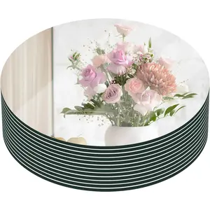 10" Round Mirror Centerpieces for Tables, Glass Mirror Tray Set for Wedding and Party Decorations, Circle Mirror Plates with Smooth Edge and Cushioned Feet, 2mm Thick