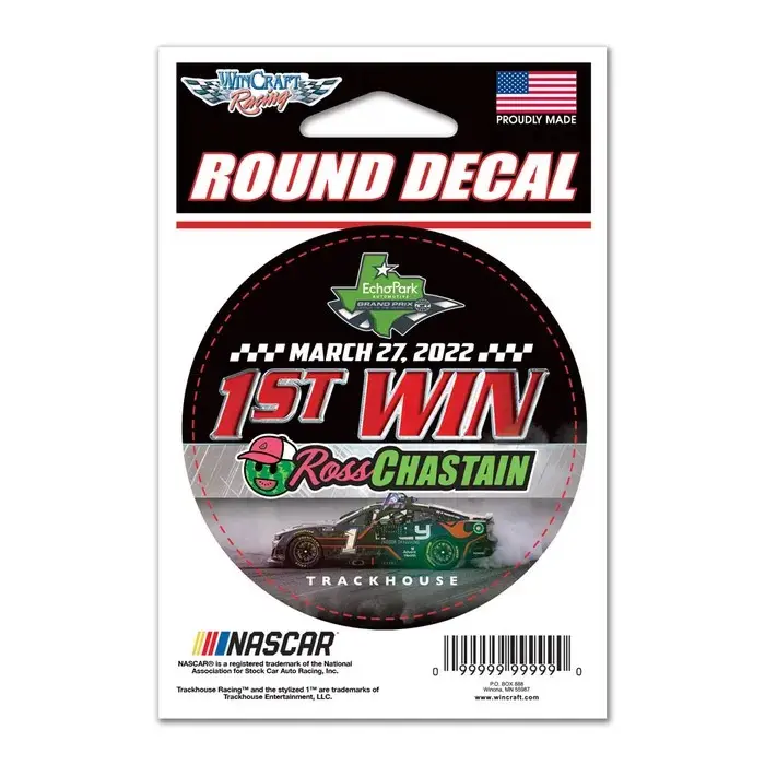 Ross Chastain Trackhouse Racing Round Vinyl Decal 3" x 3"