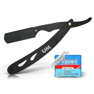 100 Blades + professional premium straight edge barber razor