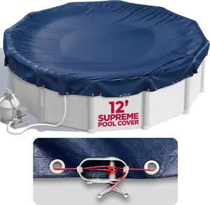 12 ft Round Winter Pool Cover for Above Ground Swimming Pools, Cold & UV Resistant Supreme Mesh Keeps Out Debris, Navy Blue