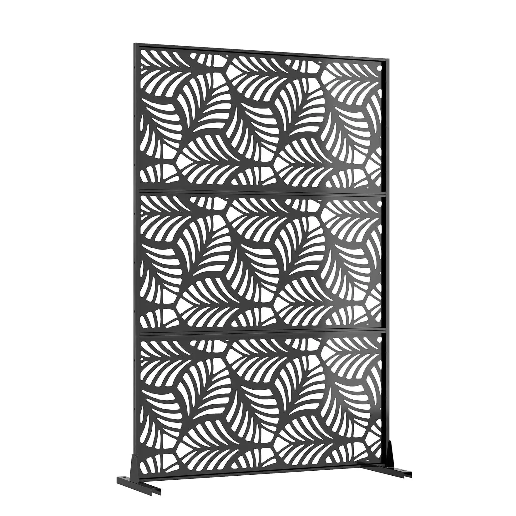 74" h x 47.2" w Metal Privacy Screen with Stand - Decorative Outdoor Room Divider Panels - Freestanding Patio Partition for Deck, Balcony, Garden - Indoor & Outdoor Use (A)